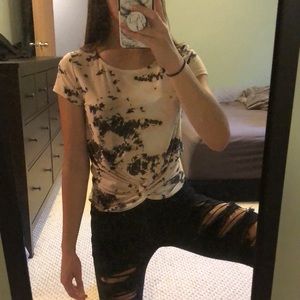 Pink and black marble Ardenes tie off shirt